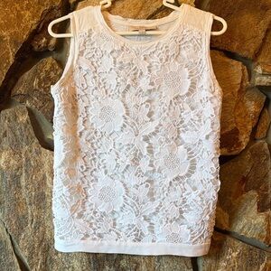 LOFT Ivory Lace Detail Top